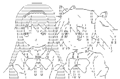 ascii art gif of madoka and homura
